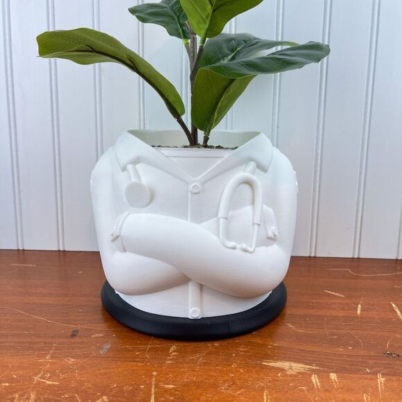 Doctor Coat Indoor Planter Pot, Lab Coat Flower Pot, Indoor Planter - Picture 1 of 10
